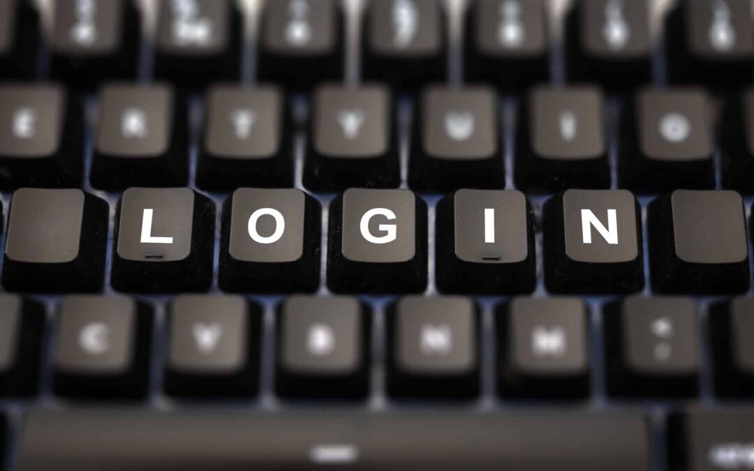 Login online concept Login text written on keypad Black keys w